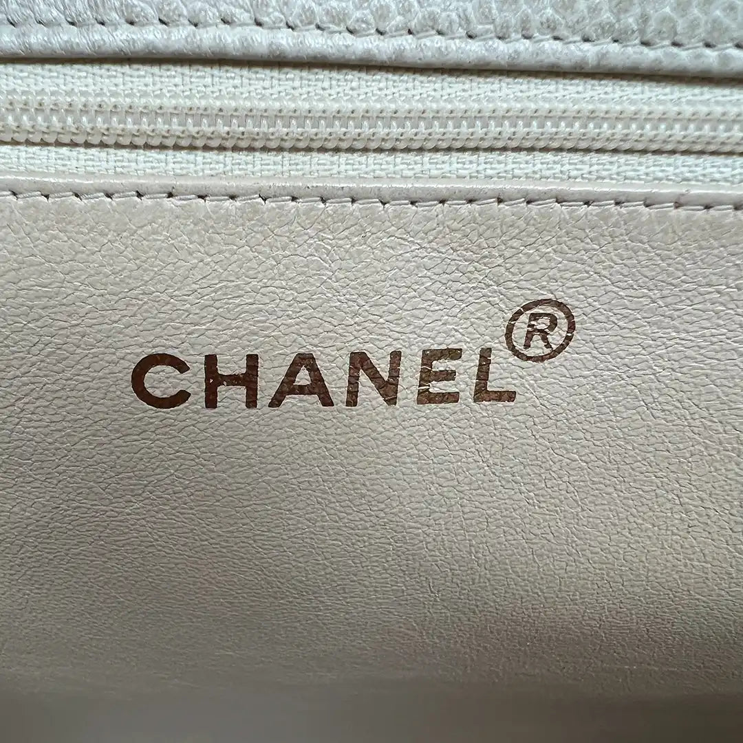 Chanel Vintage Shopper Tasche Kaviar Leder beige / akzeptabel Chanel