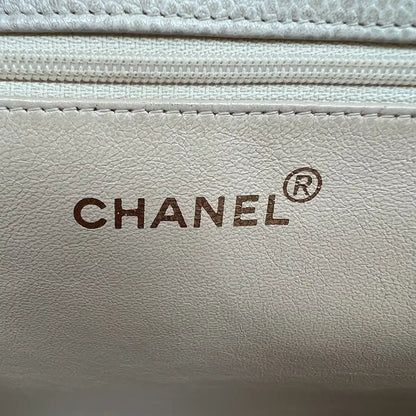Chanel Vintage Shopper Tasche Kaviar Leder beige / akzeptabel Chanel