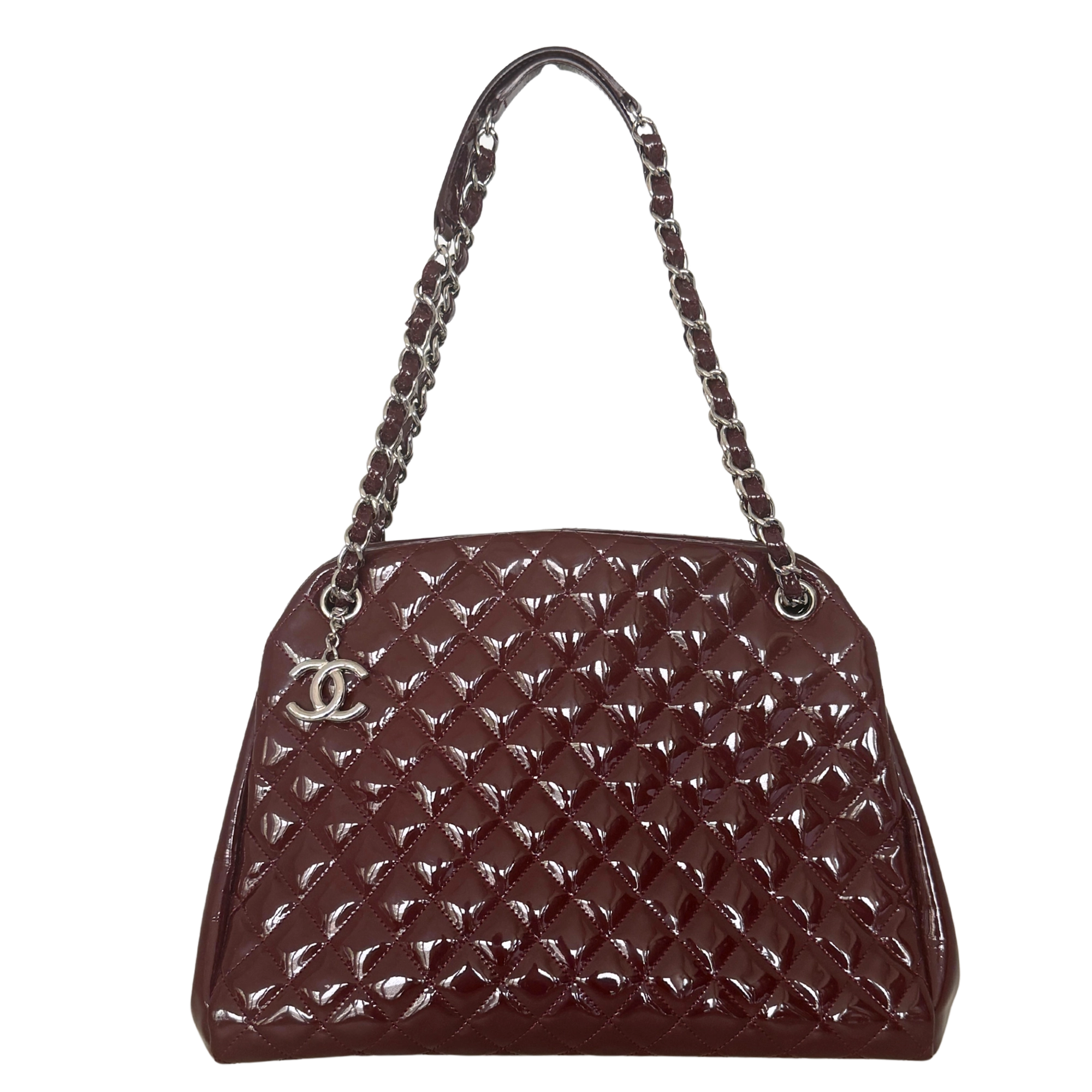 Chanel Mademoiselle Medium Schultertasche Lackleder Bordeaux / sehr gut Chanel