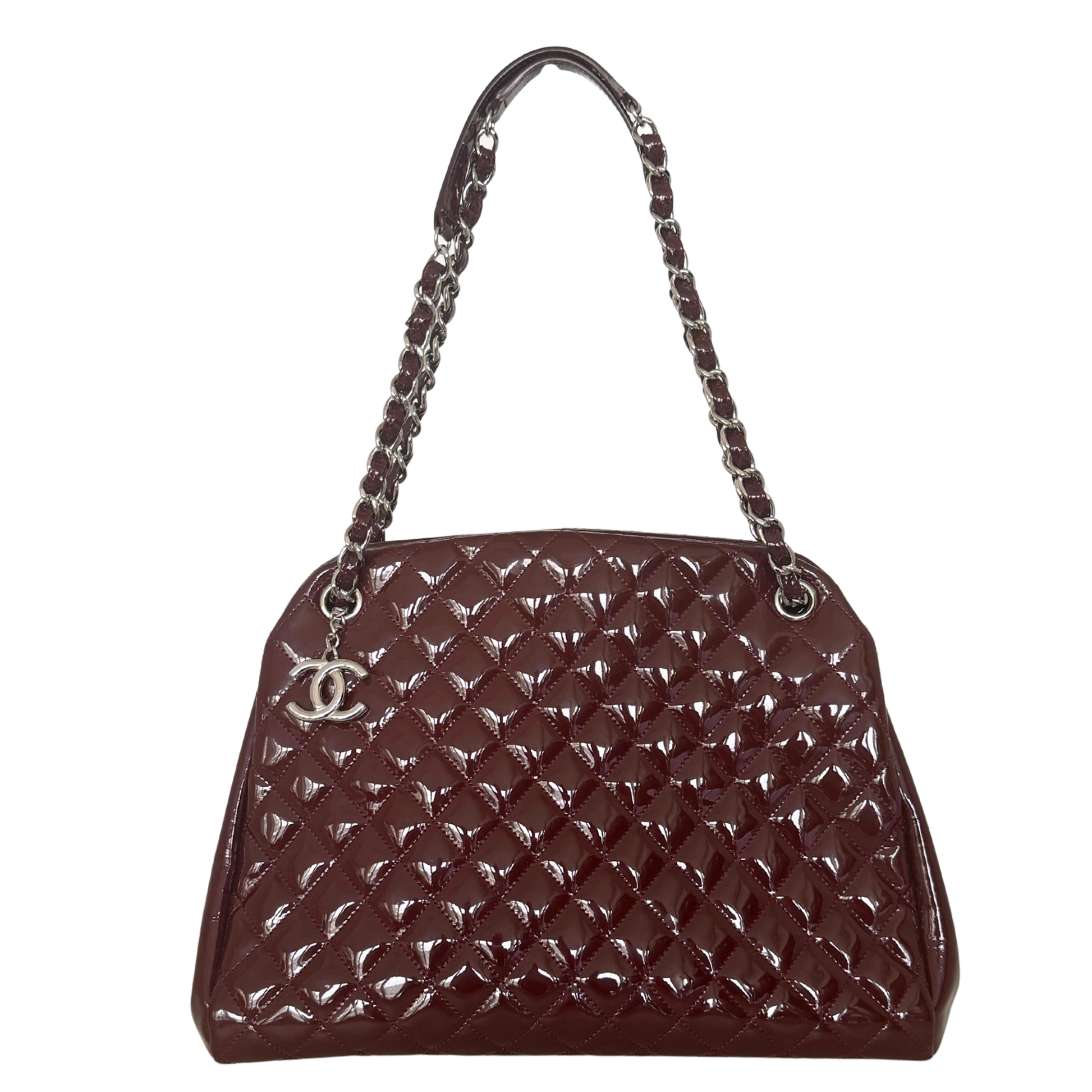 Chanel Mademoiselle Medium Schultertasche Lackleder Bordeaux / sehr gut Chanel