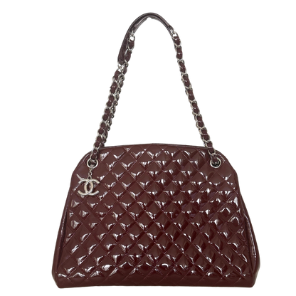Chanel Mademoiselle Medium Schultertasche Lackleder Bordeaux / sehr gut Chanel