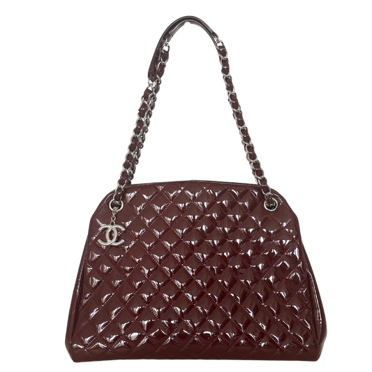 Chanel Mademoiselle Medium Schultertasche Lackleder Bordeaux / sehr gut Chanel