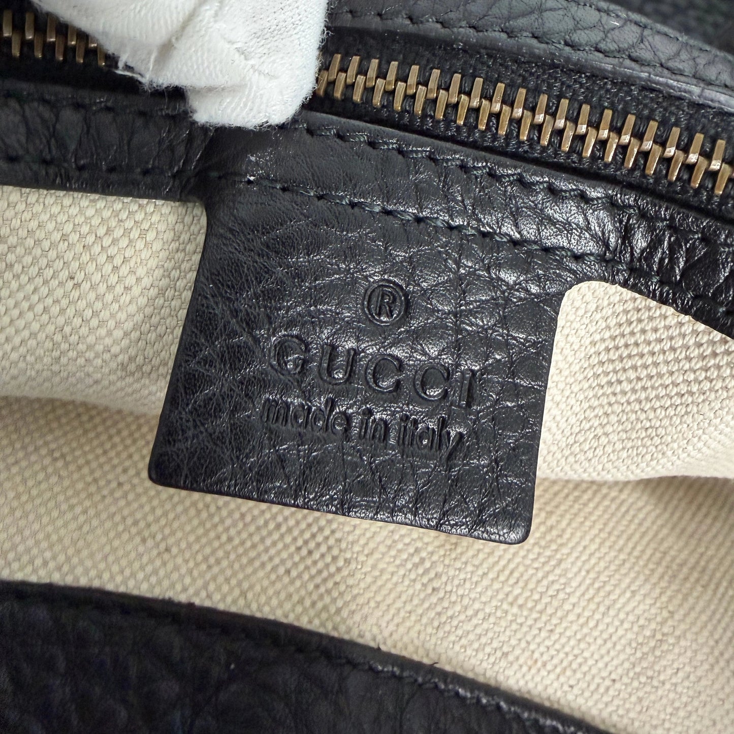Gucci Kalbsleder Tote Bag schwarz goldene Hardware / sehr gut Gucci