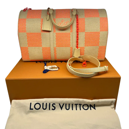 Louis Vuitton Keepall 50 Bandouliere Orange beige Raffia Fullset / neuwertig Louis Vuitton