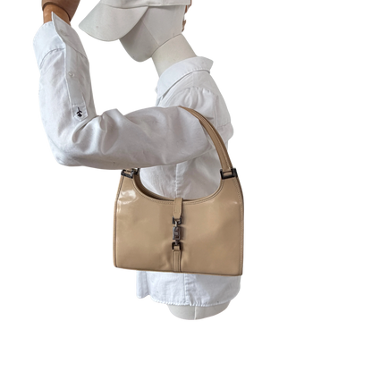 Gucci Jackie Schultertasche Lackleder beige / sehr gut Gucci