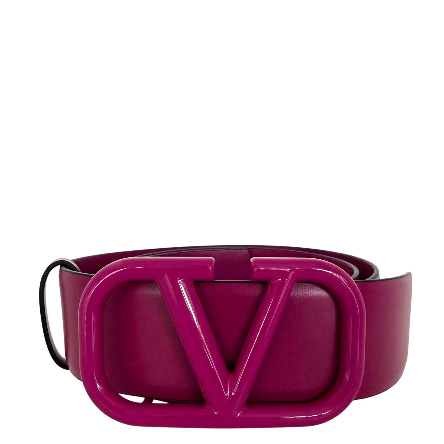Valentino Garavani VLogo Gürtel aus Leder 75cm Lederschnalle fuchsia / neuwertig Valentino