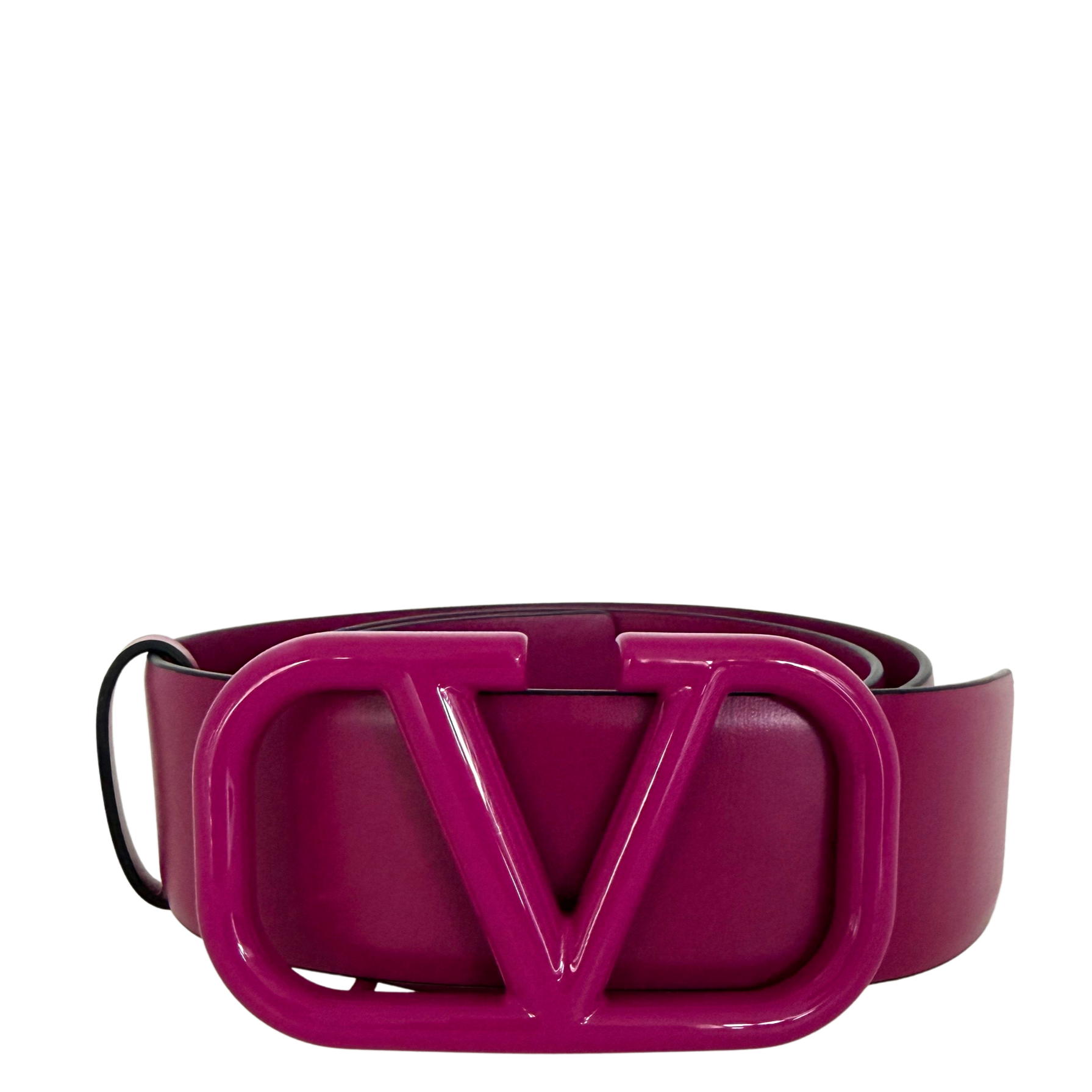 Valentino Garavani VLogo Gürtel aus Leder 75cm Lederschnalle fuchsia / neuwertig Valentino