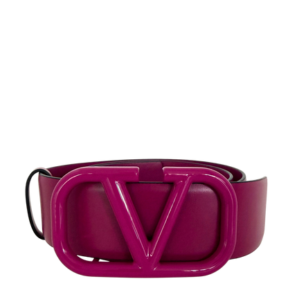 Valentino Garavani VLogo Gürtel aus Leder 75cm Lederschnalle fuchsia / neuwertig Valentino