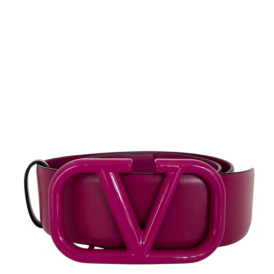 Valentino Garavani VLogo Gürtel aus Leder 75cm Lederschnalle fuchsia / neuwertig Valentino