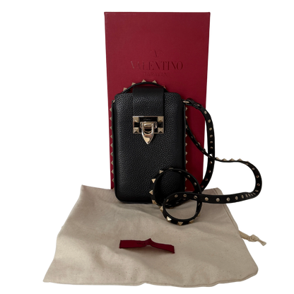 Valentino Garavani Rockstud Phone Case Leder schwarz / sehr gut Valentino