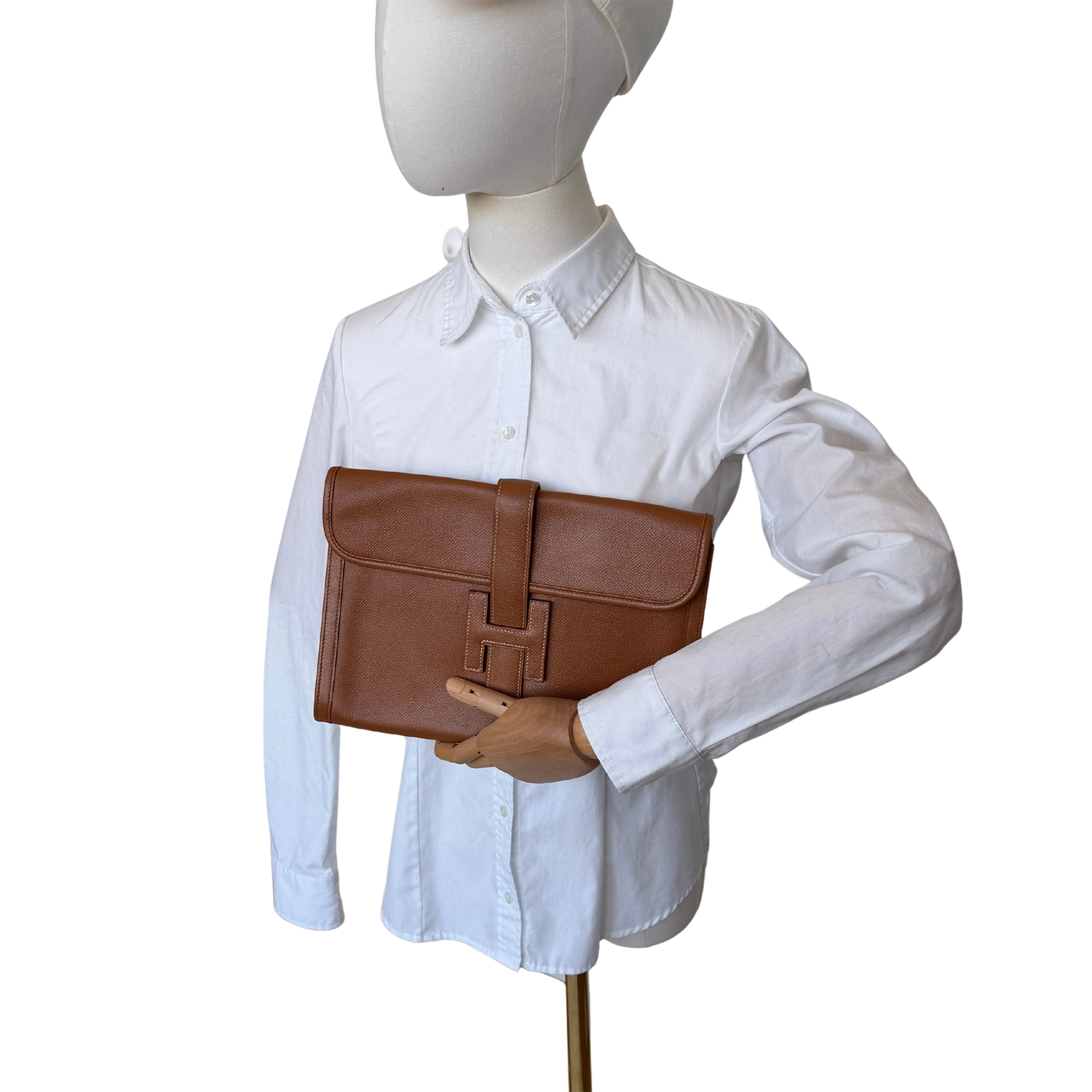 Hermès Vintage Jige 29 Courchevel Leder braun / gut Hermès