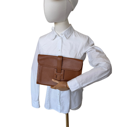 Hermès Vintage Jige 29 Courchevel Leder braun / gut Hermès