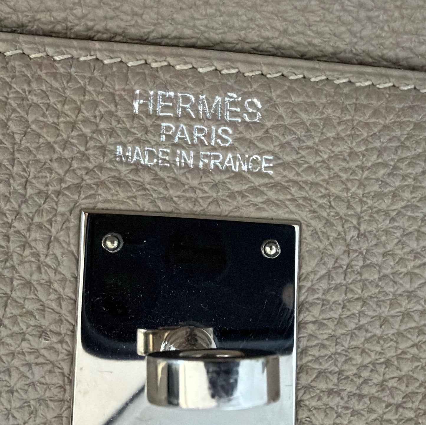 Hermès Kelly 35 Togo Leder Gris Tourterelle / sehr gut Echtheitscheck