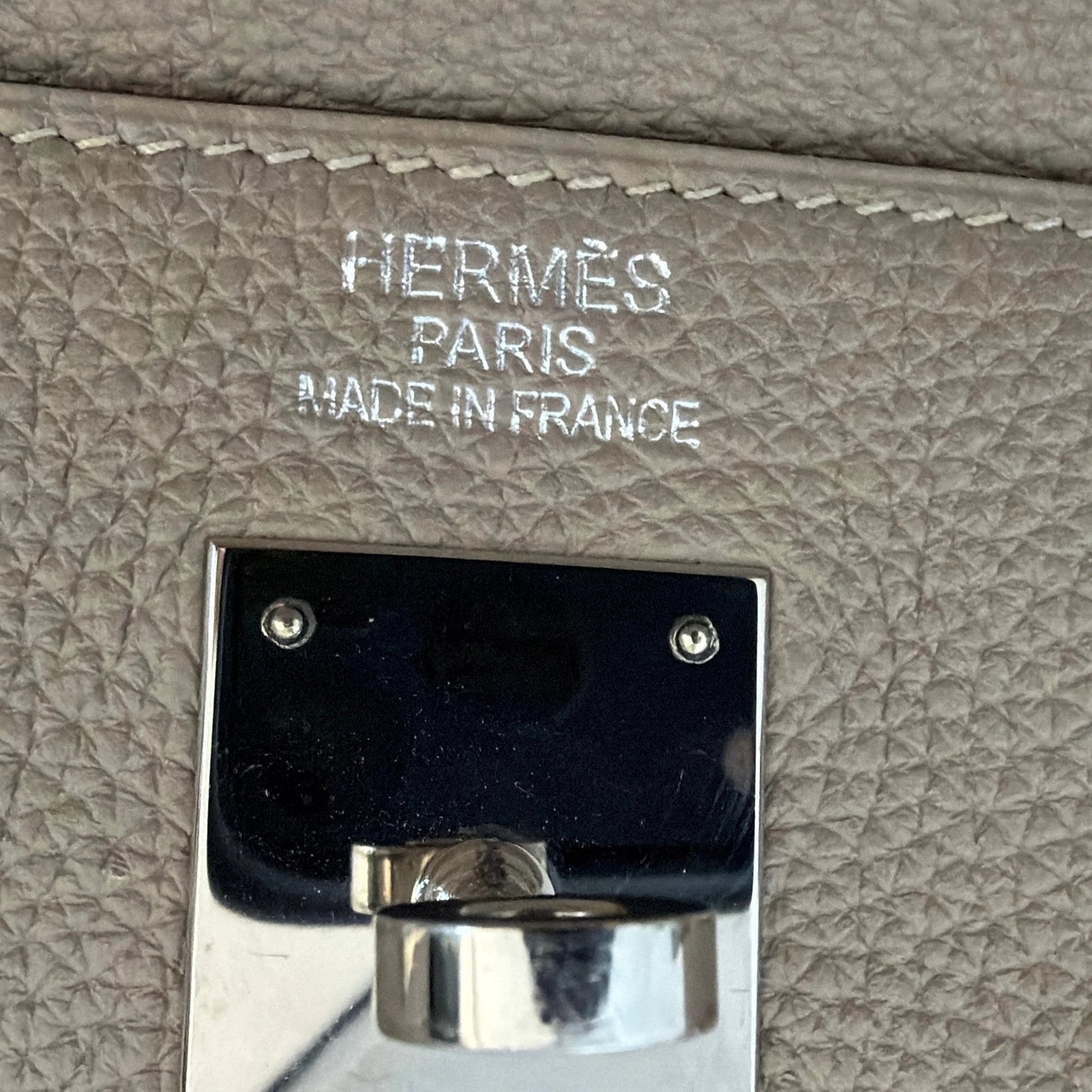 Hermès Kelly 35 Togo Leder Gris Tourterelle / sehr gut Echtheitscheck