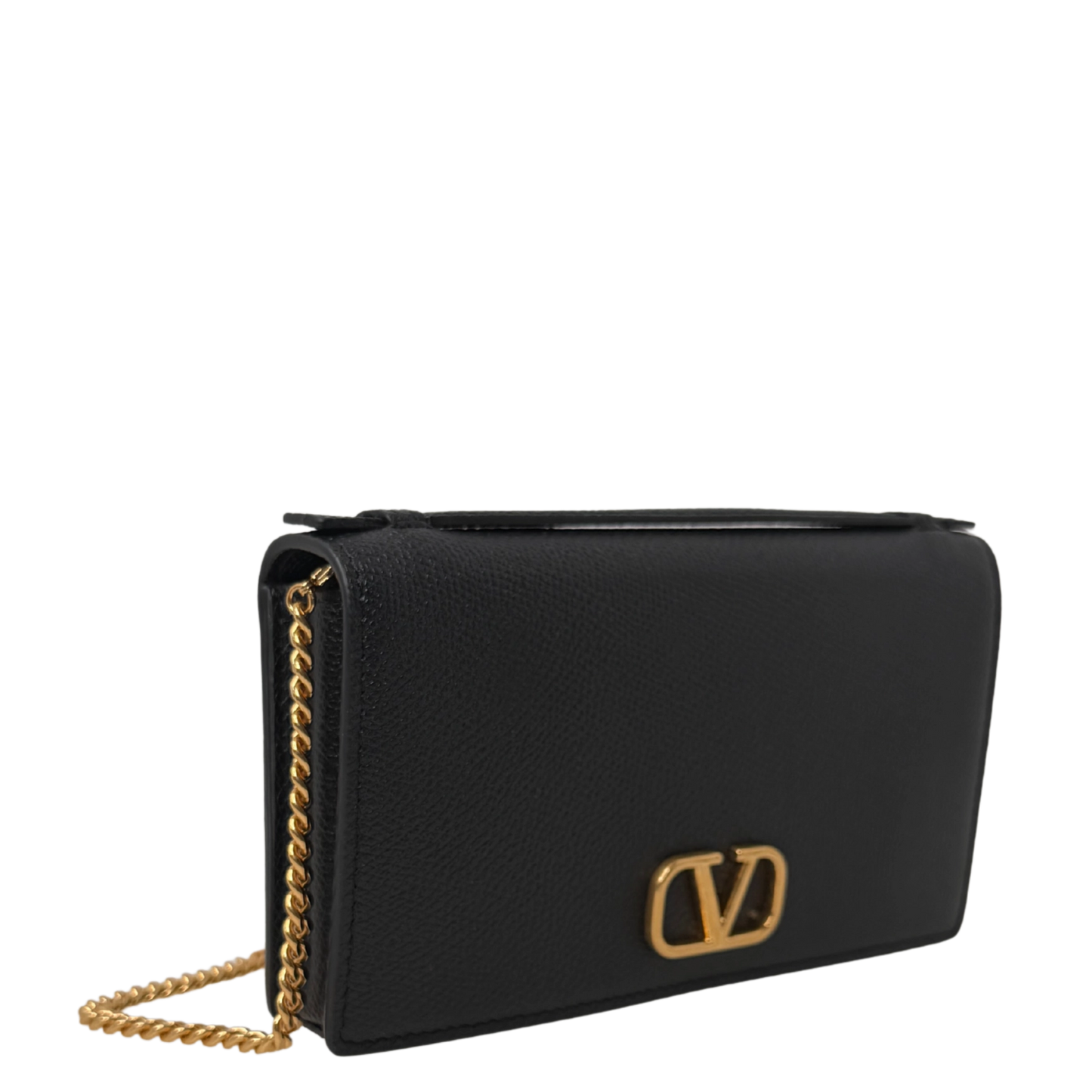 Valentino VLogo Wallet on Chain Kalbsleder schwarz / neuwertig Valentino