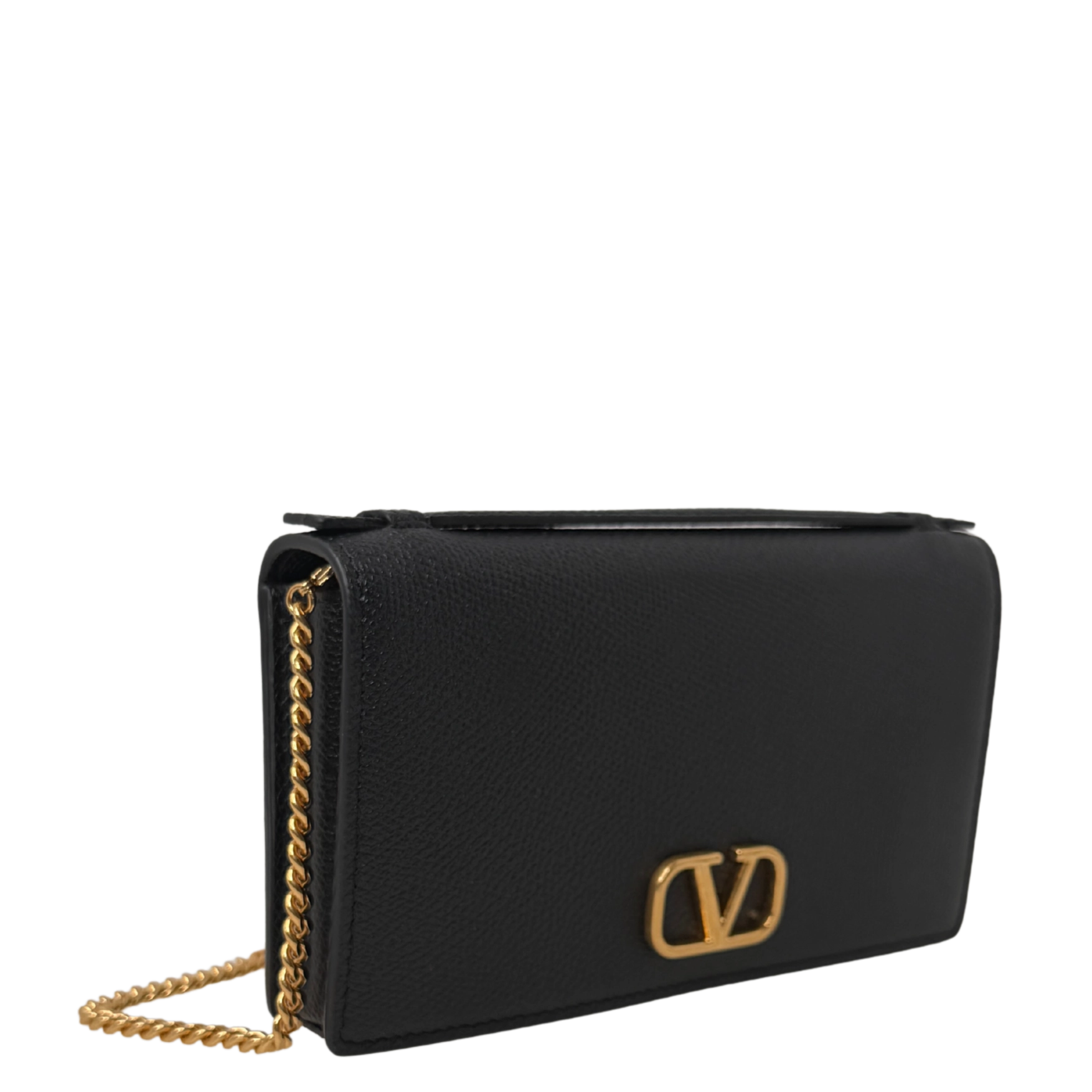 Valentino VLogo Wallet on Chain Kalbsleder schwarz / neuwertig Valentino