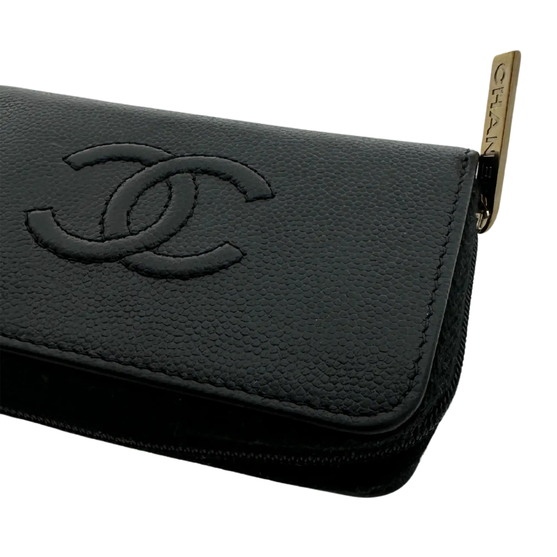 Chanel Coco Mark  kleine Geldbörse CC Leder schwarz / sehr gut Chanel