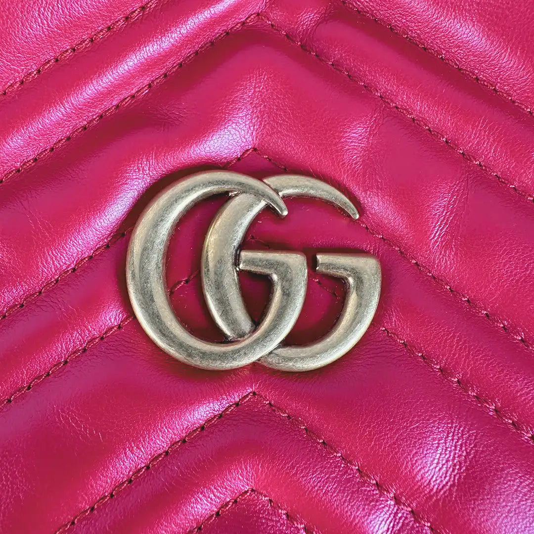 Gucci GG Marmont Leder Mini Bucket rot / sehr gut Gucci