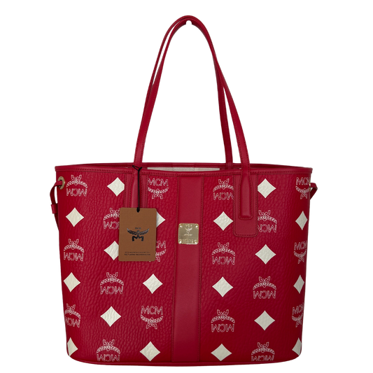 MCM Liz Shopper Visetos Canvas  rot weiss / neuwertig MCM
