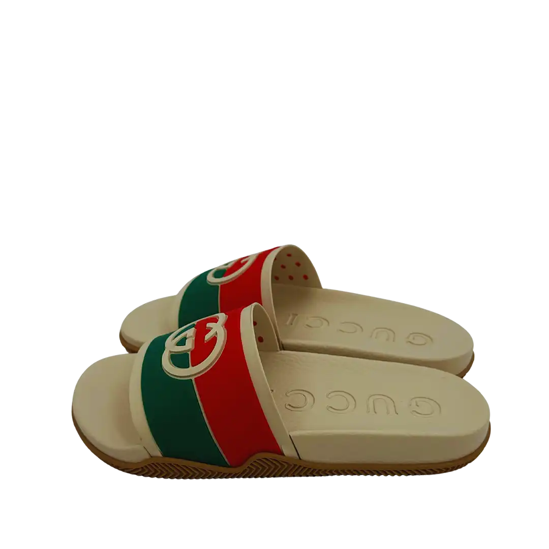 Gucci Sandalen aus Kautschuk beige und Multicolor 38 / ungetragen Echtheitscheck