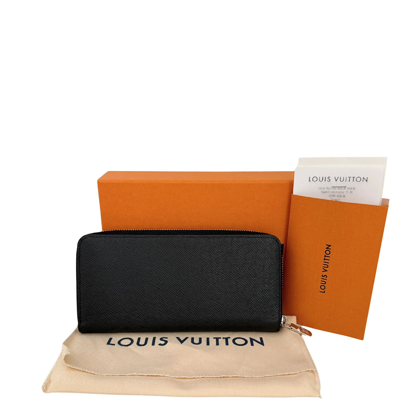 Louis Vuitton Zippy Wallet Vertical Taiga Leder schwarz Fullset / neuwertig Louis Vuitton