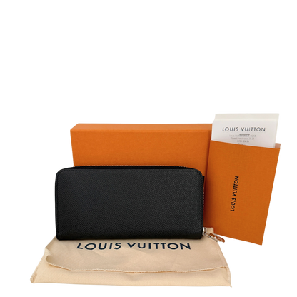 Louis Vuitton Zippy Wallet Vertical Taiga Leder schwarz Fullset / neuwertig Louis Vuitton