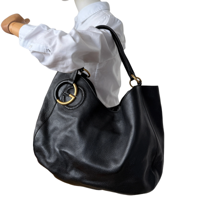 Gucci Kalbsleder Tote Bag schwarz goldene Hardware / sehr gut Gucci