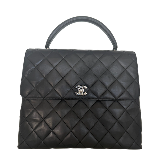 Chanel Matelasse Top Handle Handtasche Schwarz / gut Chanel