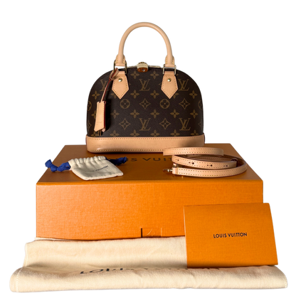 Louis Vuitton Alma BB Monogram Canvas Braun Fullset / sehr gut