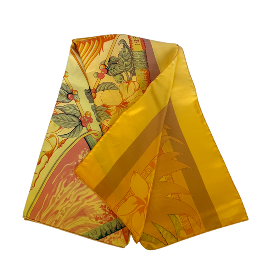 Hermès Seidenschal Aloha Gelb / neuwertig Hermès
