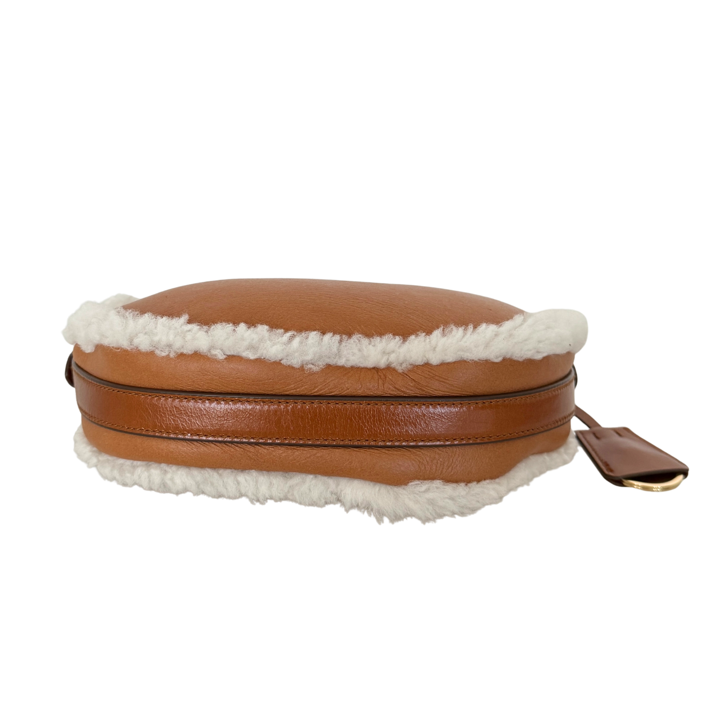 Prada kleine Arqué Schultertasche aus Lammfell Cognac / neuwertig