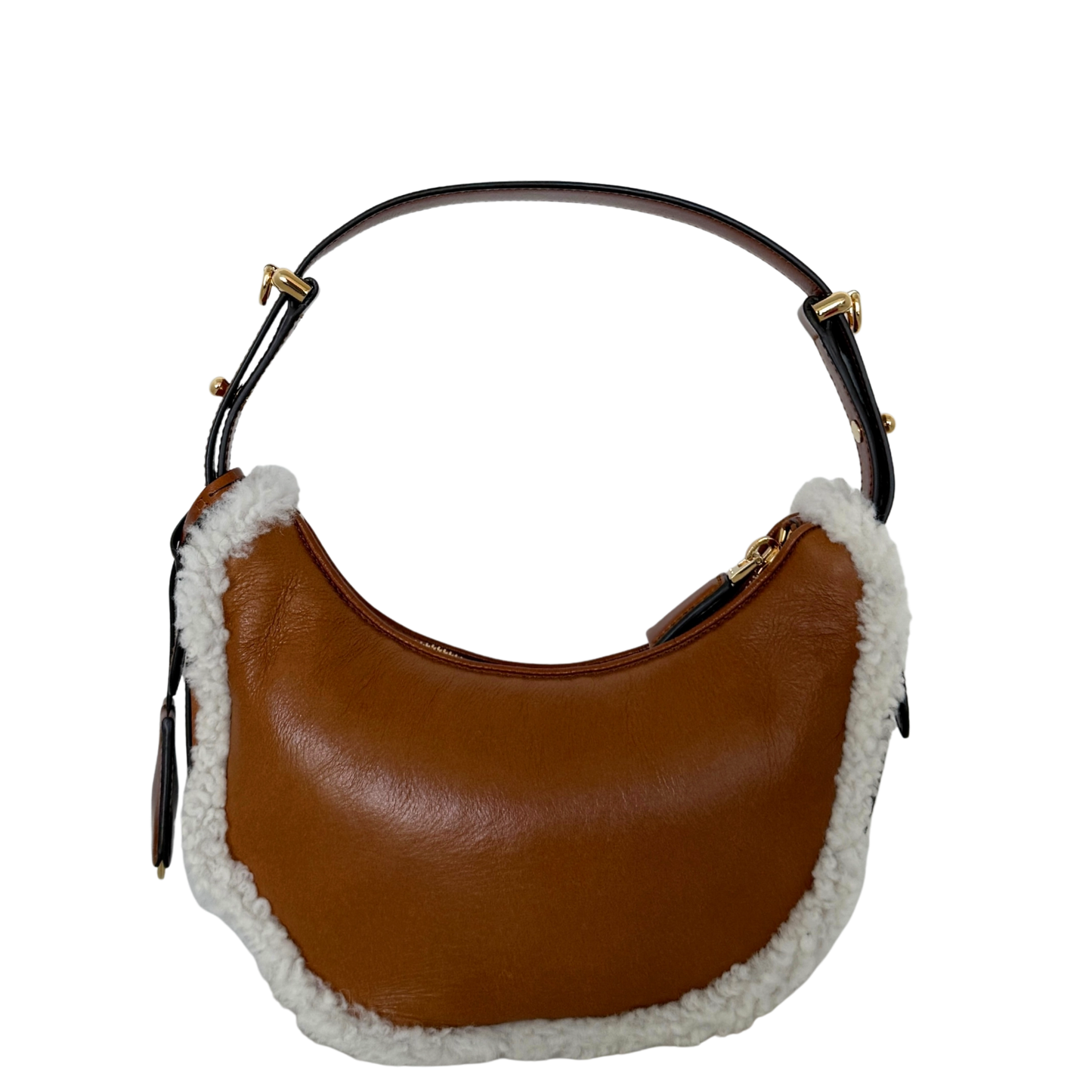 Prada kleine Arqué Schultertasche aus Lammfell Cognac / neuwertig