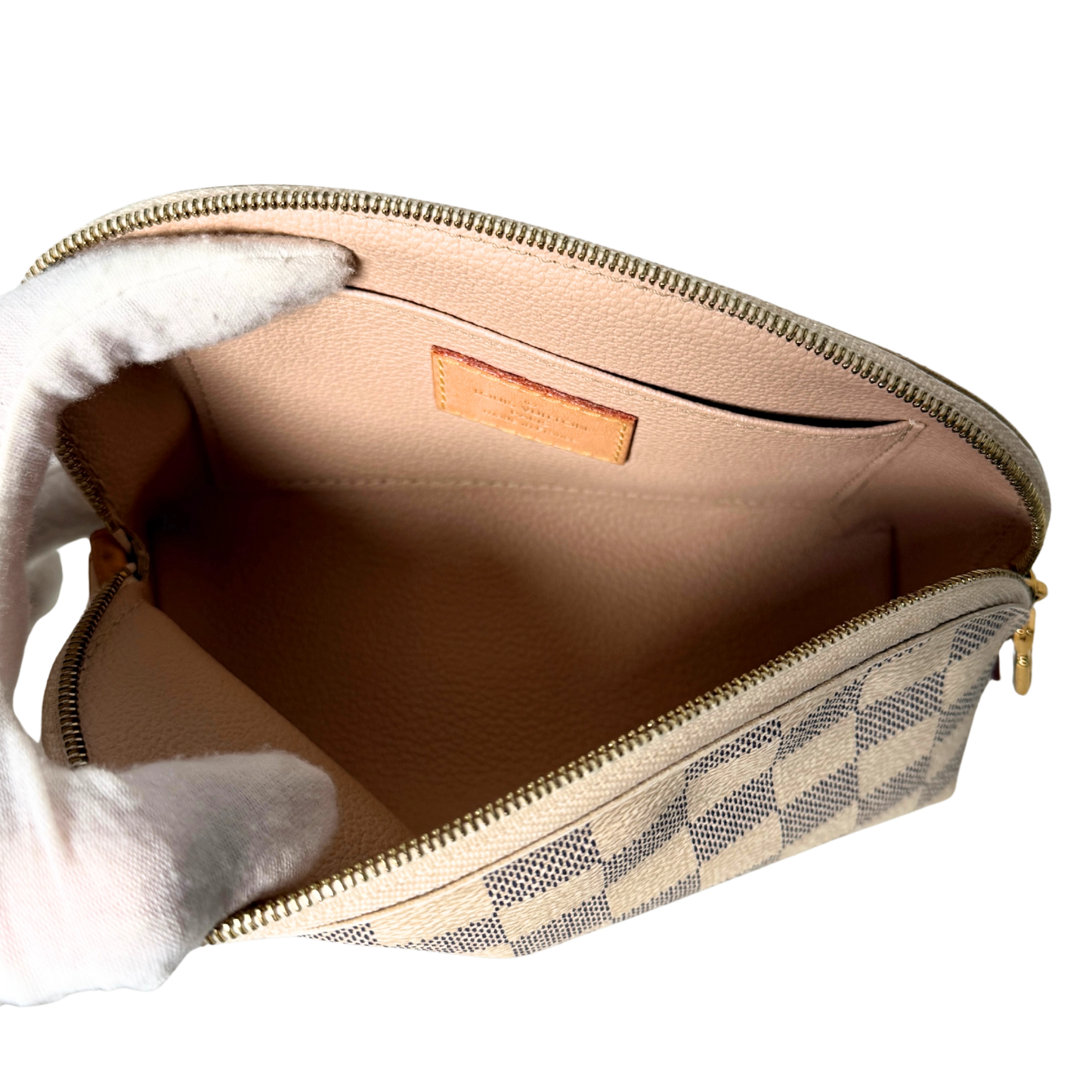 Louis Vuitton Cosmetic Pouch PM Damier Azur N60024 Beige / sehr gut Louis Vuitton