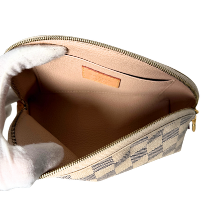 Louis Vuitton Cosmetic Pouch PM Damier Azur N60024 Beige / sehr gut Louis Vuitton