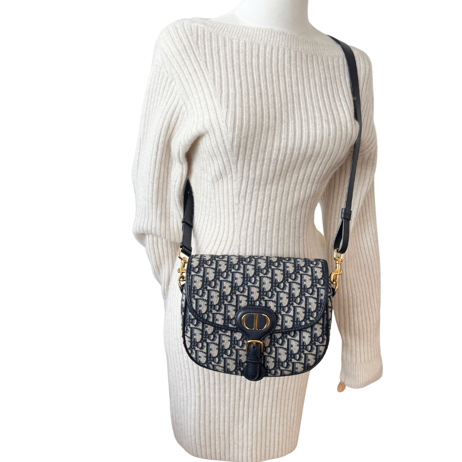 Dior Bobby Tasche Medium Dior Oblique Jacquard Blau mit zusätzlichem Schulterriemen / neuwertig Dior