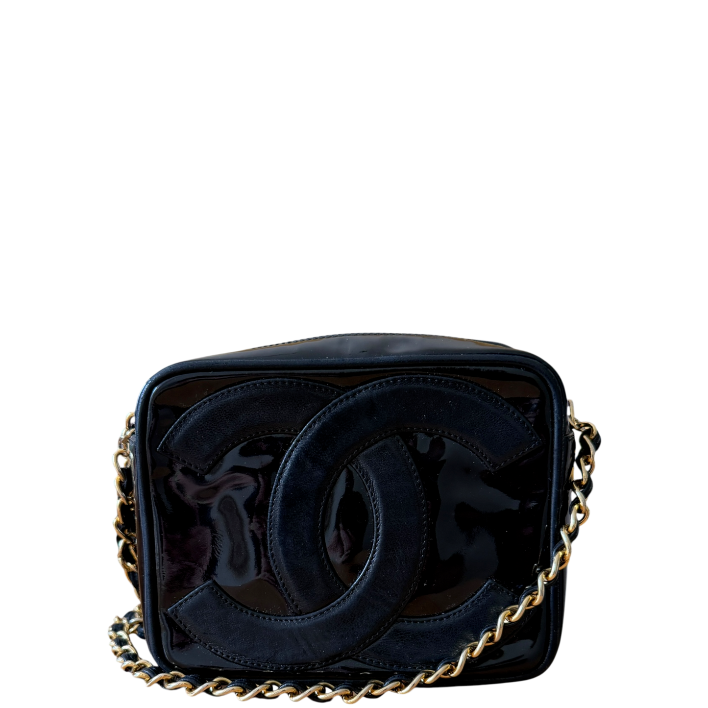 Chanel Vintage Lackleder Camerabag GHW / gut Chanel
