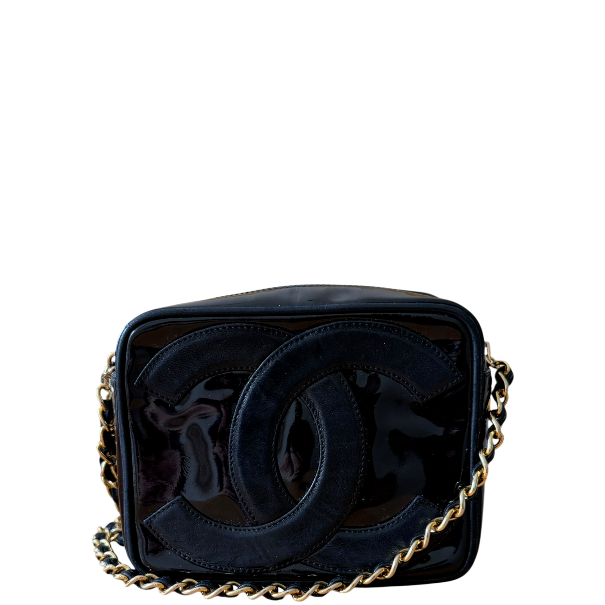 Chanel Vintage Lackleder Camerabag GHW / gut Chanel