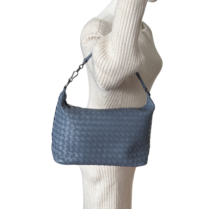 Bottega Veneta Intrecciato Leder Handtasche Blau / neuwertig Bottega Veneta