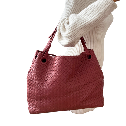 Bottega Veneta Garda Tote Bag Intrecciato Leder Rostrot / gut Bottega Veneta