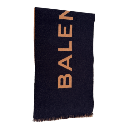 Balenciaga Schal aus Kaschmir Dunkelblau Beige / neuwertig Balenciaga