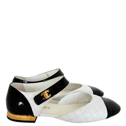 Chanel Mary Jane Ballerinas Größe 40 Weiß / sehr gut Chanel