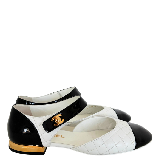 Chanel Mary Jane Ballerinas Größe 40 Weiß / sehr gut Chanel