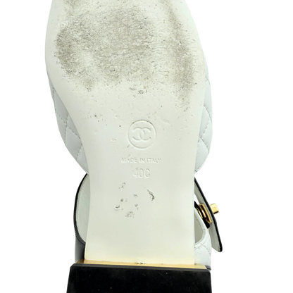 Chanel Mary Jane Ballerinas Größe 40 Weiß / sehr gut Chanel