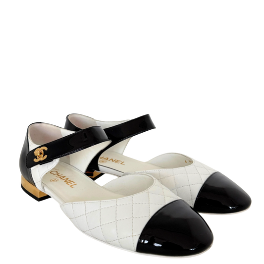 Chanel Mary Jane Ballerinas Größe 40 Weiß / sehr gut Chanel