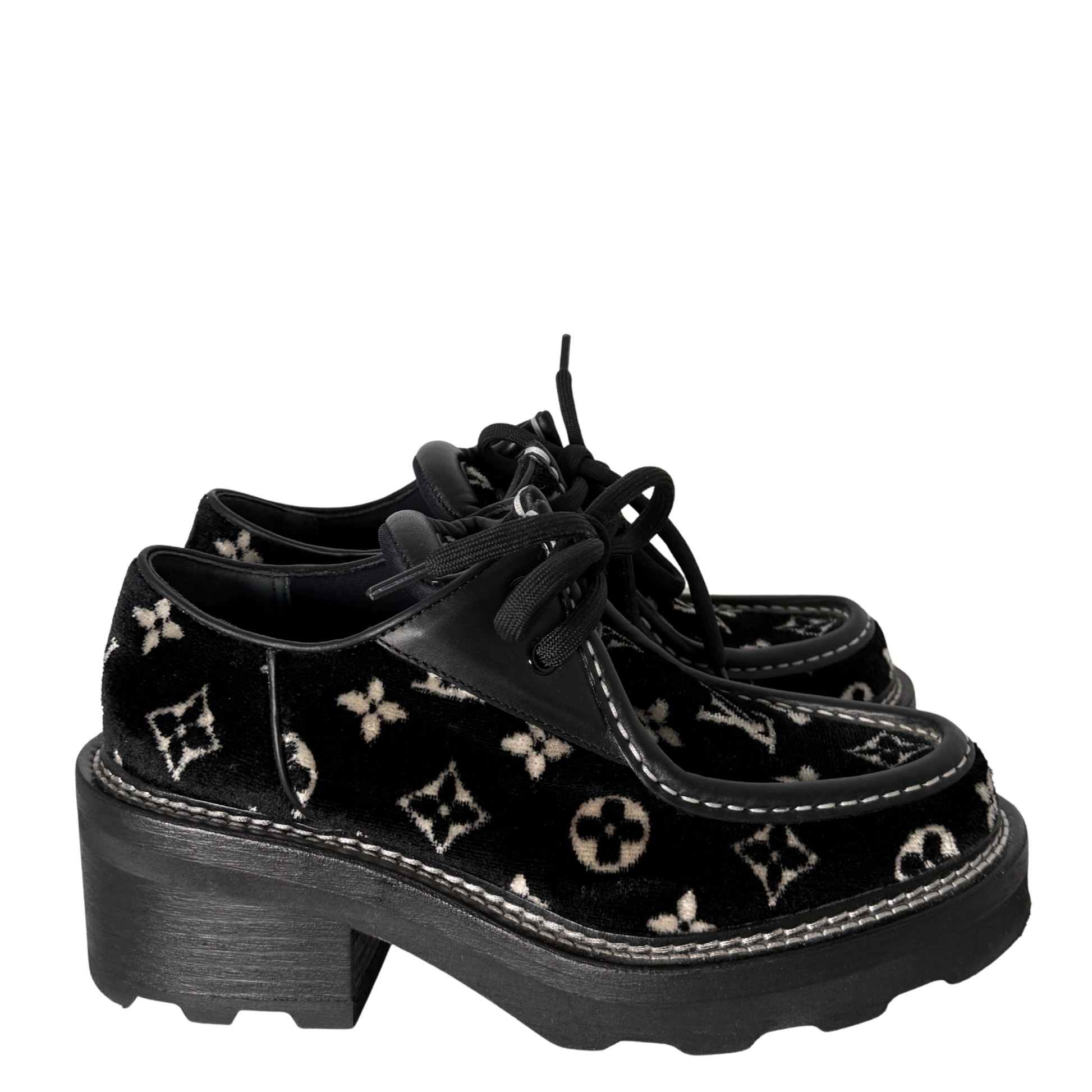 Louis Vuitton Beaubourg Plateau-Schuhe Größe 38 Schwarz Fullset / sehr gut Louis Vuitton