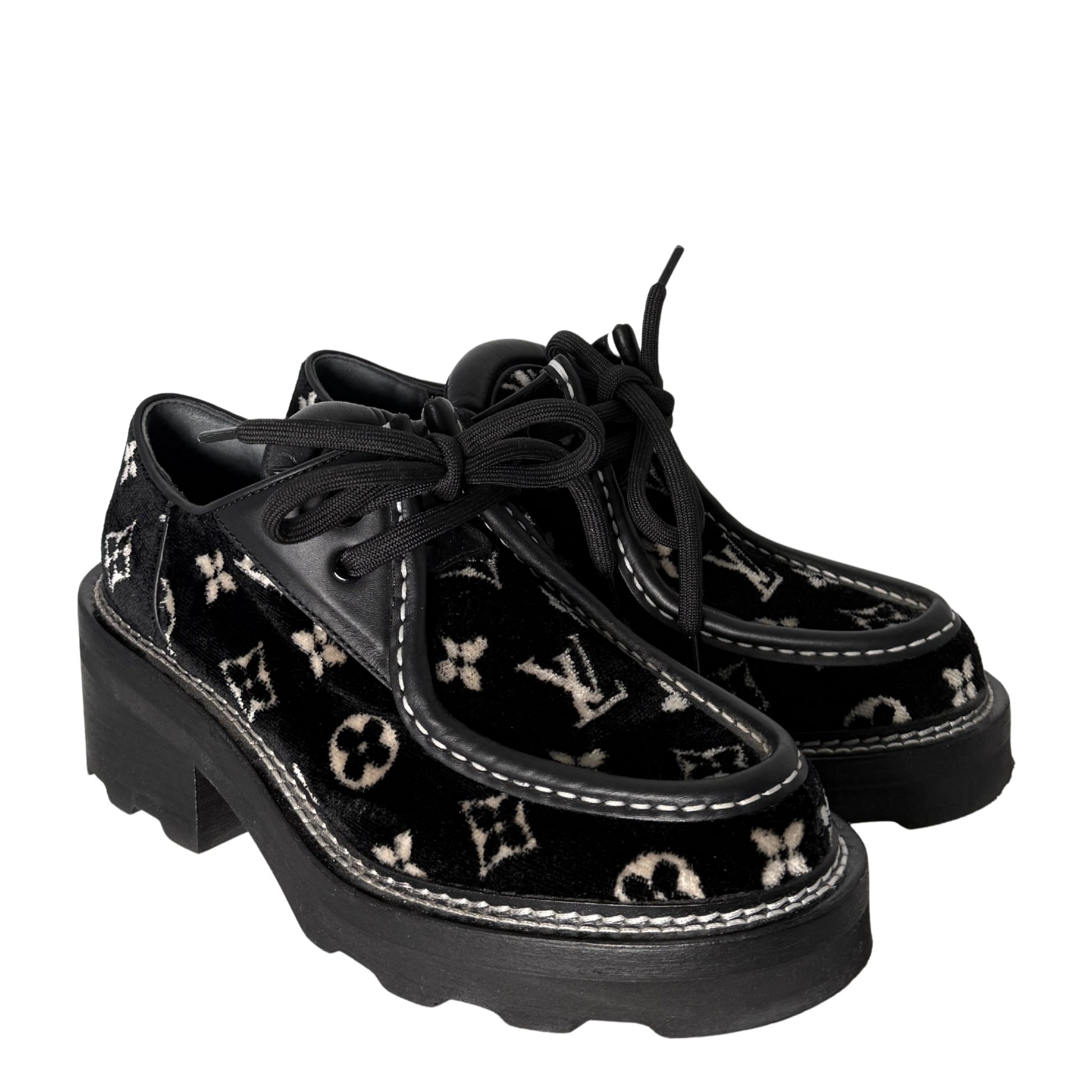 Louis Vuitton Beaubourg Plateau-Schuhe Größe 38 Schwarz Fullset / sehr gut Louis Vuitton