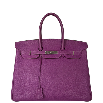 Hermès Birkin Bag 35 Togo Leder lila Palladium Hardware 2014 / gut Hermès