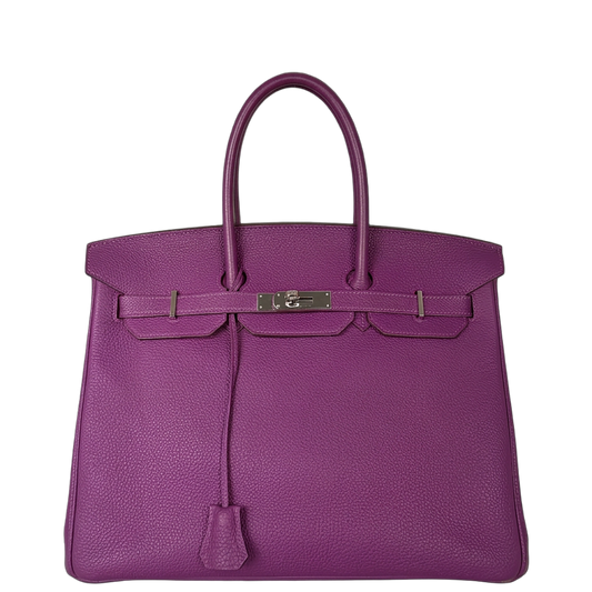 Hermès Birkin Bag 35 Togo Leder lila Palladium Hardware 2014 / gut Hermès