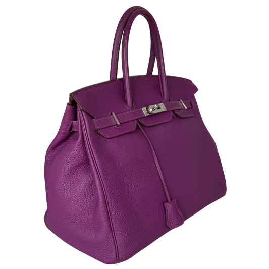 Hermès Birkin Bag 35 Togo Leder lila Palladium Hardware 2014 / gut Hermès