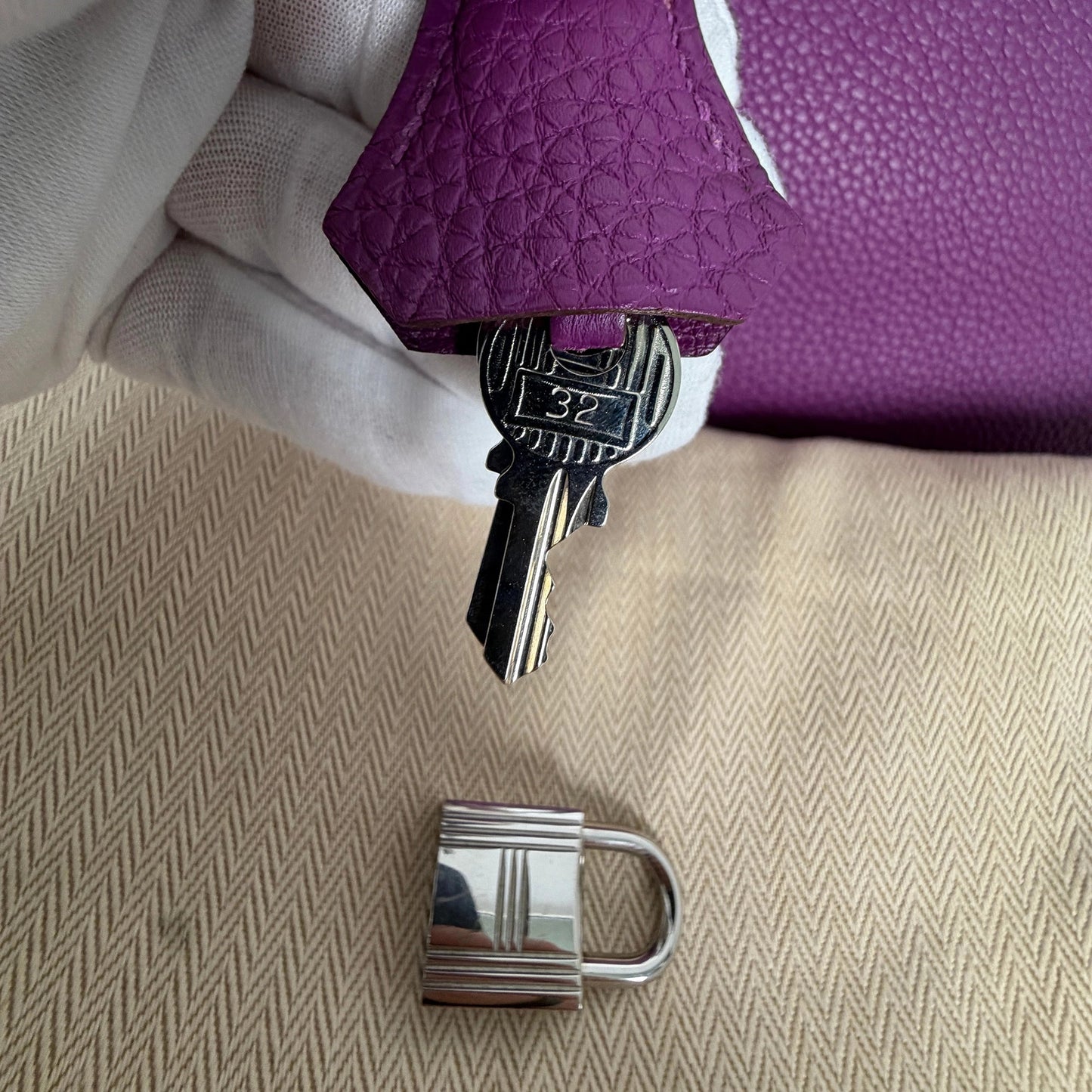 Hermès Birkin Bag 35 Togo Leder lila Palladium Hardware 2014 / gut Hermès